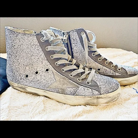 GOLDEN GOOSE GLITTER GREY SILVER FRANCYS EUC 38 - Picture 1 of 17